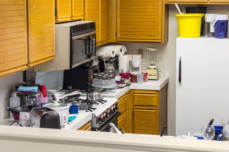 a cluttered kitchen