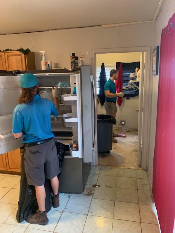 cleaning out a kitchen